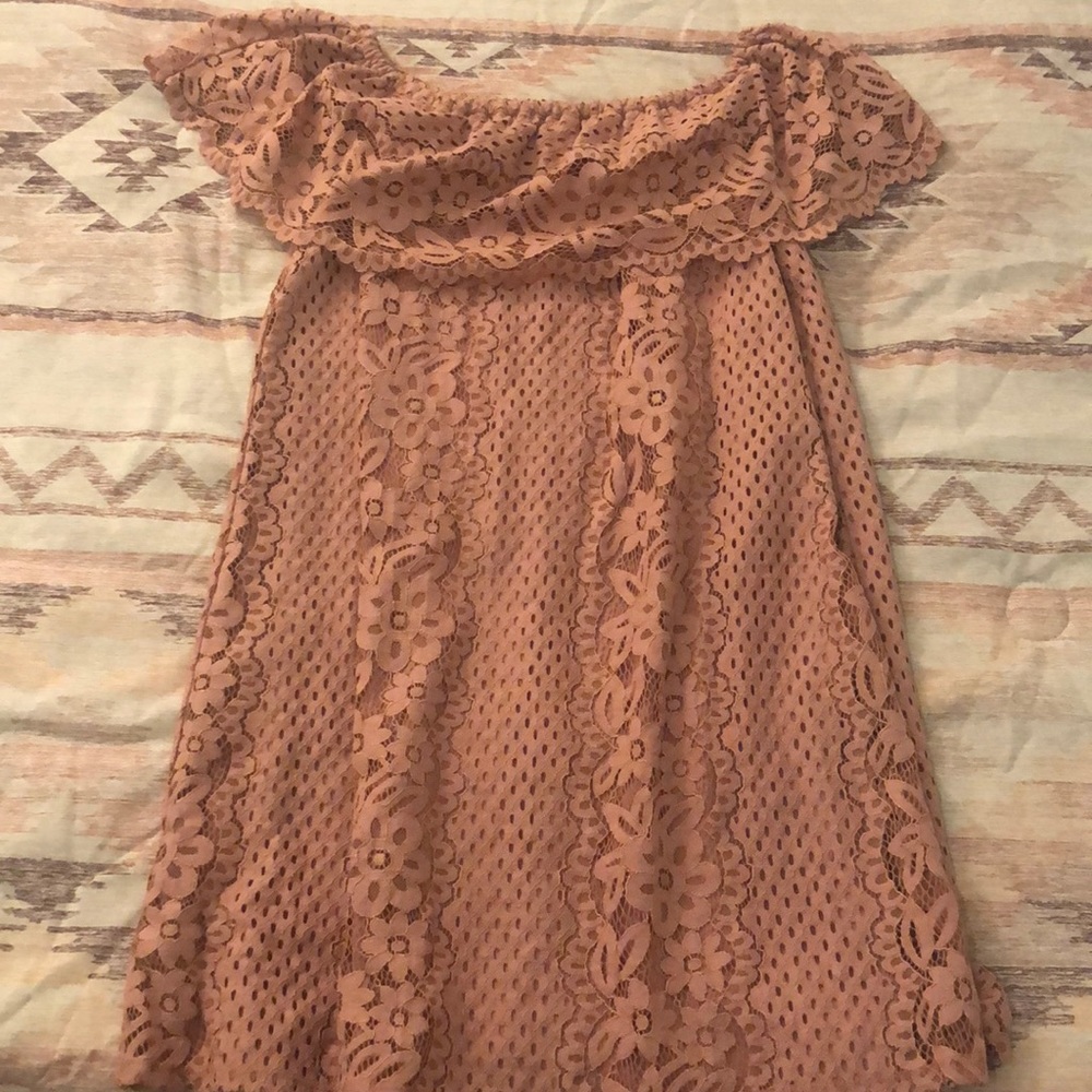 Blush Lace Strapless Dress